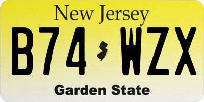 NJ license plate B74WZX