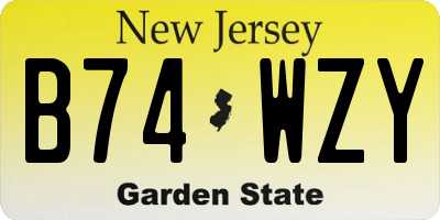 NJ license plate B74WZY
