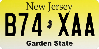 NJ license plate B74XAA