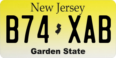 NJ license plate B74XAB