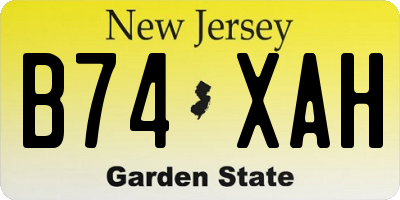 NJ license plate B74XAH