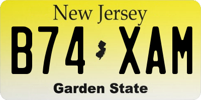 NJ license plate B74XAM