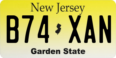 NJ license plate B74XAN