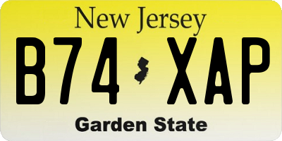 NJ license plate B74XAP