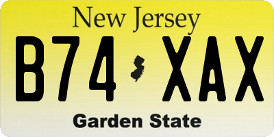 NJ license plate B74XAX
