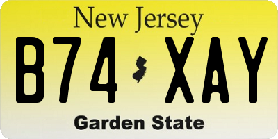 NJ license plate B74XAY