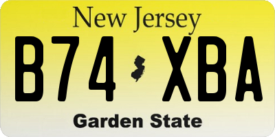 NJ license plate B74XBA