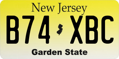 NJ license plate B74XBC