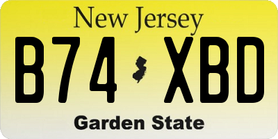 NJ license plate B74XBD