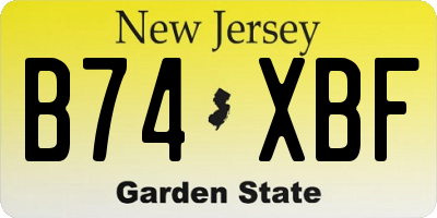 NJ license plate B74XBF