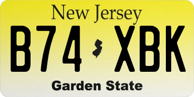 NJ license plate B74XBK