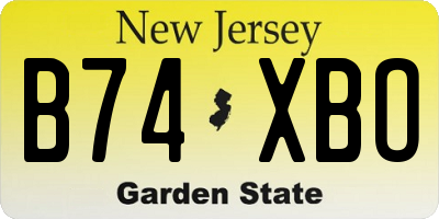 NJ license plate B74XBO