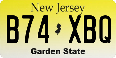 NJ license plate B74XBQ