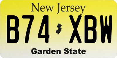 NJ license plate B74XBW