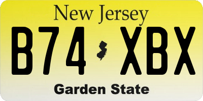 NJ license plate B74XBX