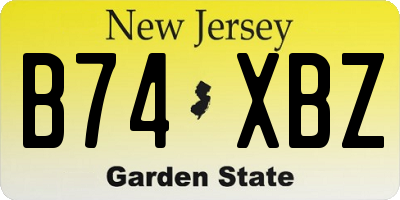 NJ license plate B74XBZ