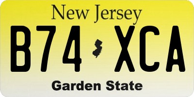 NJ license plate B74XCA