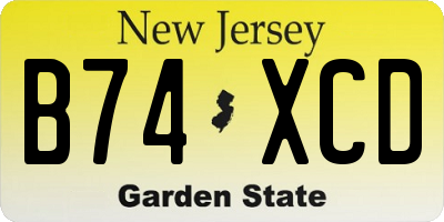 NJ license plate B74XCD