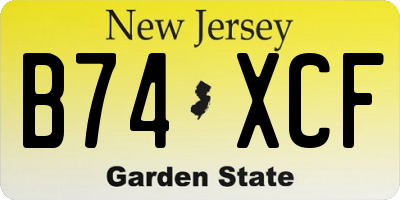 NJ license plate B74XCF