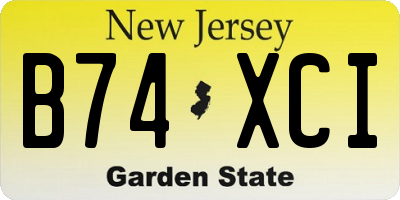 NJ license plate B74XCI