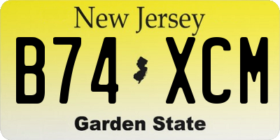 NJ license plate B74XCM
