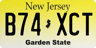 NJ license plate B74XCT