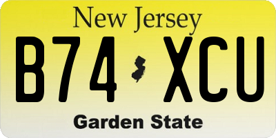 NJ license plate B74XCU