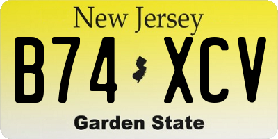 NJ license plate B74XCV
