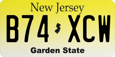NJ license plate B74XCW