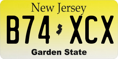 NJ license plate B74XCX