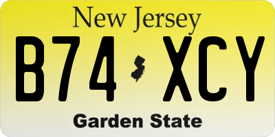 NJ license plate B74XCY