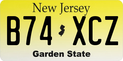 NJ license plate B74XCZ