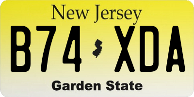 NJ license plate B74XDA