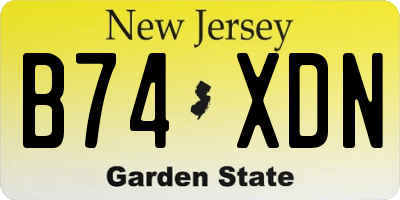 NJ license plate B74XDN