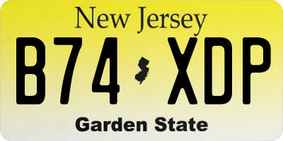 NJ license plate B74XDP