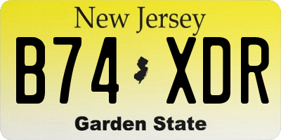 NJ license plate B74XDR