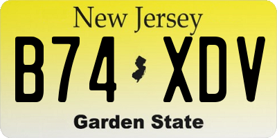 NJ license plate B74XDV