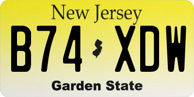 NJ license plate B74XDW