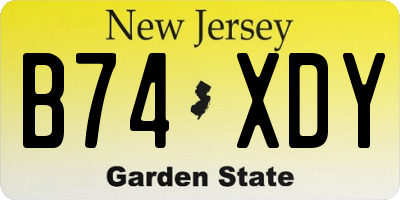 NJ license plate B74XDY