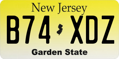 NJ license plate B74XDZ