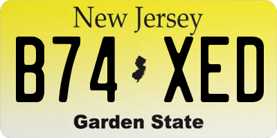 NJ license plate B74XED