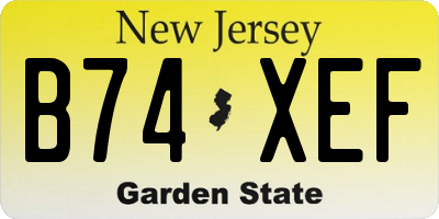 NJ license plate B74XEF