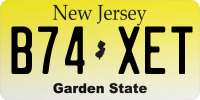 NJ license plate B74XET