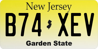 NJ license plate B74XEV
