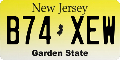 NJ license plate B74XEW