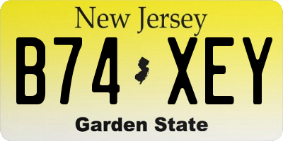 NJ license plate B74XEY