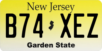 NJ license plate B74XEZ