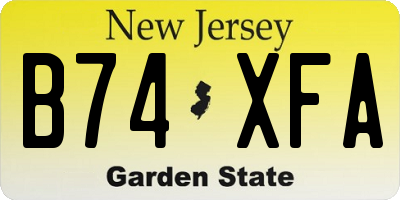NJ license plate B74XFA