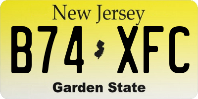 NJ license plate B74XFC