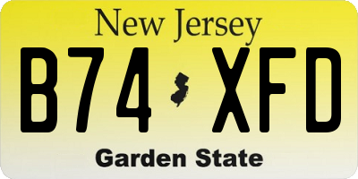 NJ license plate B74XFD